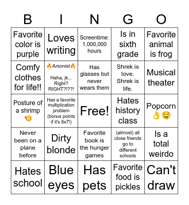 How similar are you to me? bingo Card