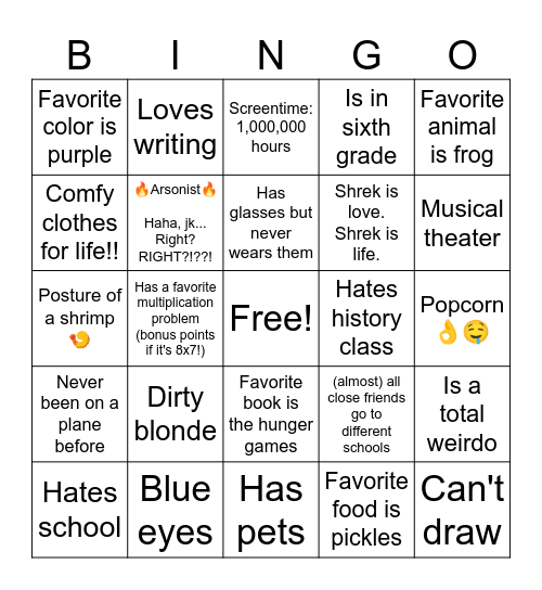 How similar are you to me? bingo Card