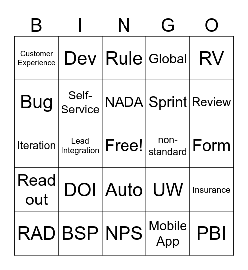DD2C Vocabulary Bingo Card