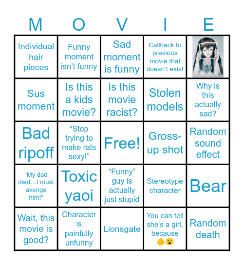Bad Movie Bingo Card