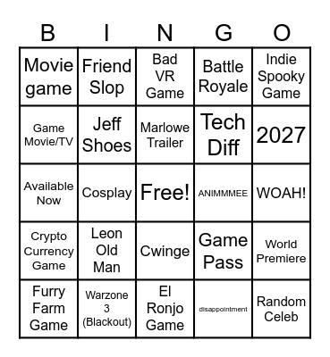 Gamescom Bingo Card