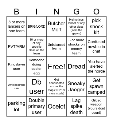 Grave/Digger Bingo Card