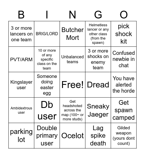Grave/Digger Bingo Card