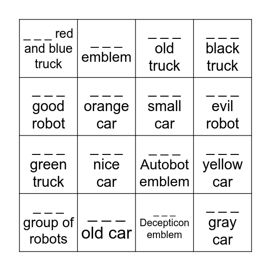 What is this? / This is_ _ _ _ _. Bingo Card