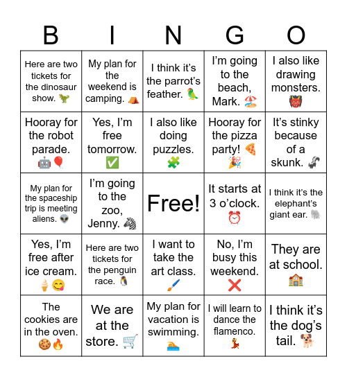 B17 L1-9 Review Answers Bingo Card