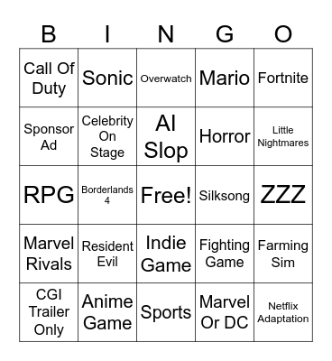 Gamescom 2025 Bingo Card