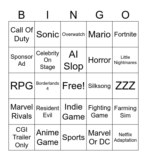 Gamescom 2025 Bingo Card