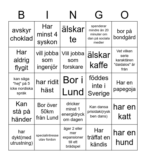 pålhem bingilingo Bingo Card
