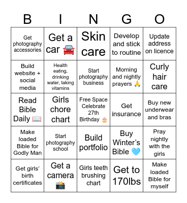 2025-2026 Goals Bingo Card