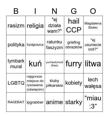 wplace.live polish Bingo Card