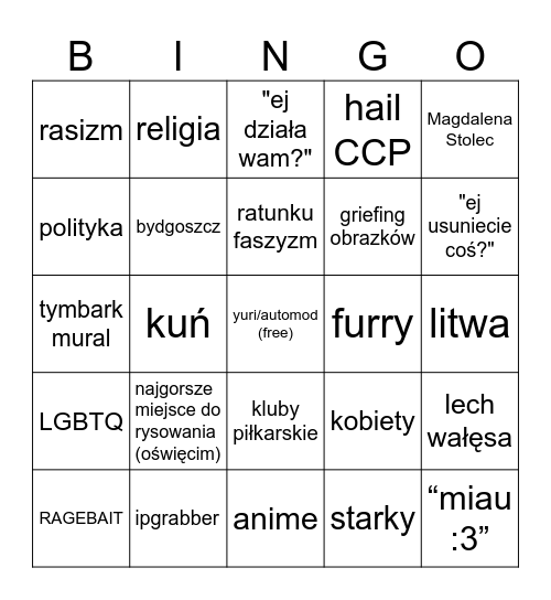 wplace.live polish Bingo Card