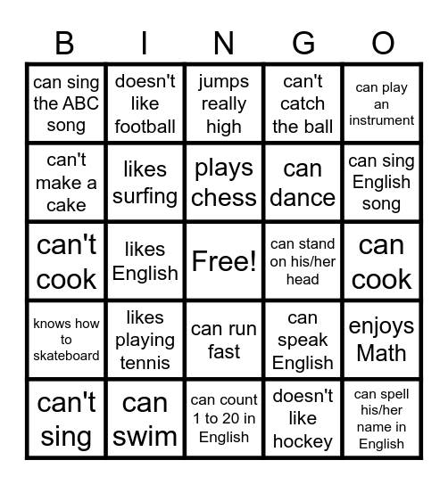 Find someone who....... Bingo Card