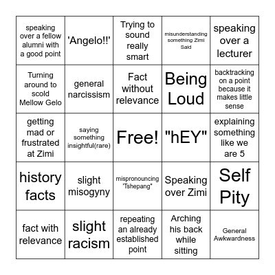 Big M Bingo Card