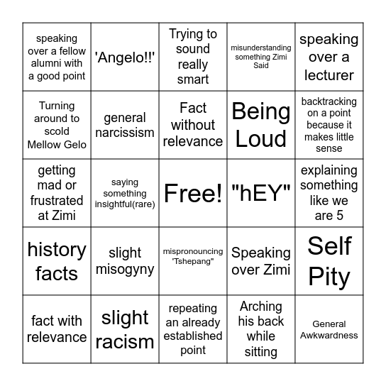 Big M Bingo Card