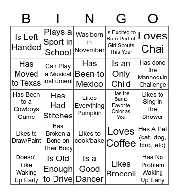 FIND SOMEONE WHO... Bingo Card