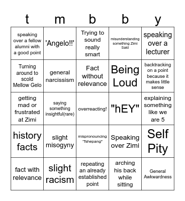 Big M Bingo Card