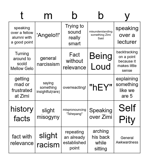 Big M Bingo Card