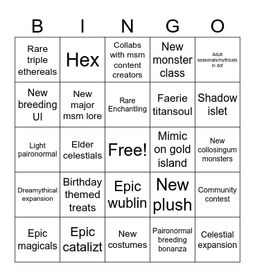 Anniversary Month bingo Card