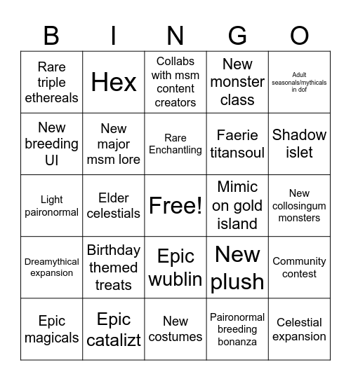 Anniversary Month bingo Card