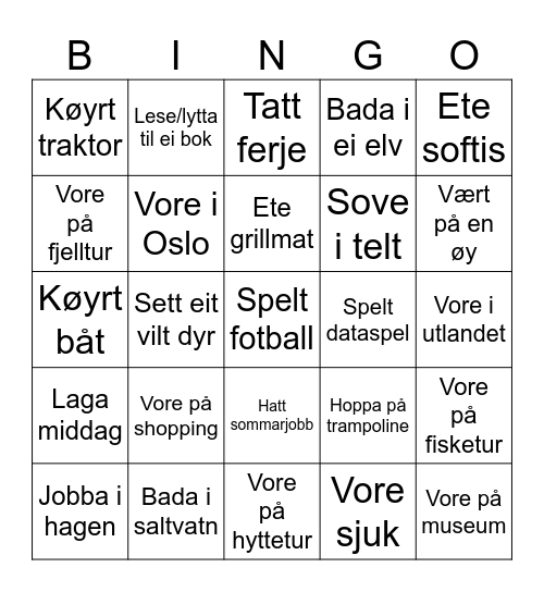 Sommerferie. Finn en som... Bingo Card