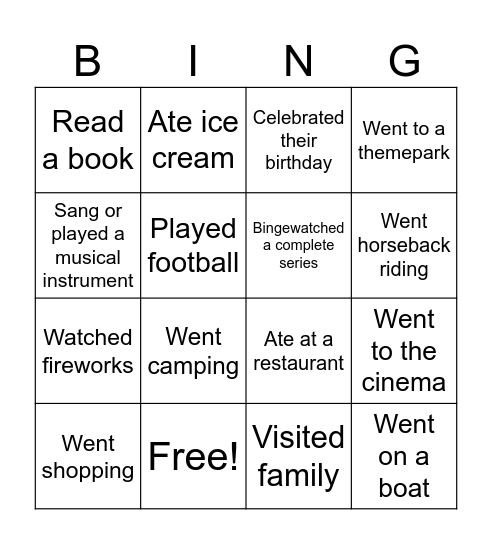 Untitled Bingo Card