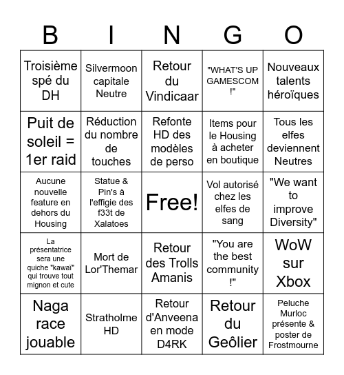 Annonce MIDNIGHT Bingo Card