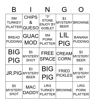 SUNDAY FUNDAY Bingo Card