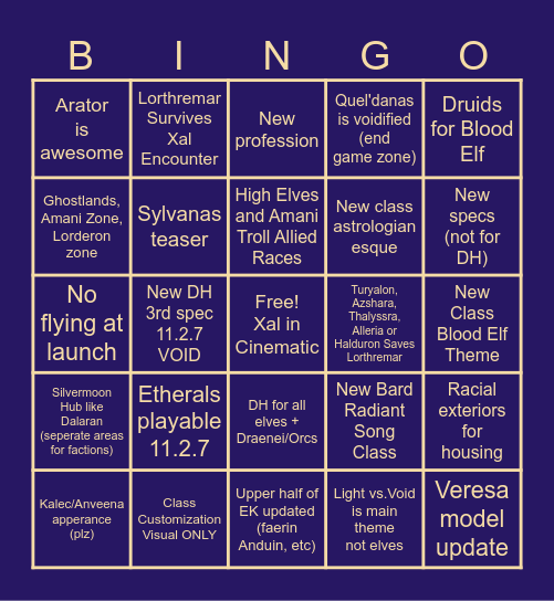 MIDNIGHT UPDATED BINGO Card