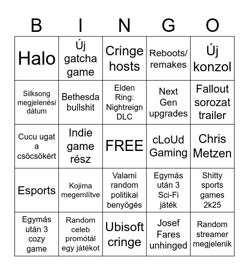 Gamescom Bingo Card