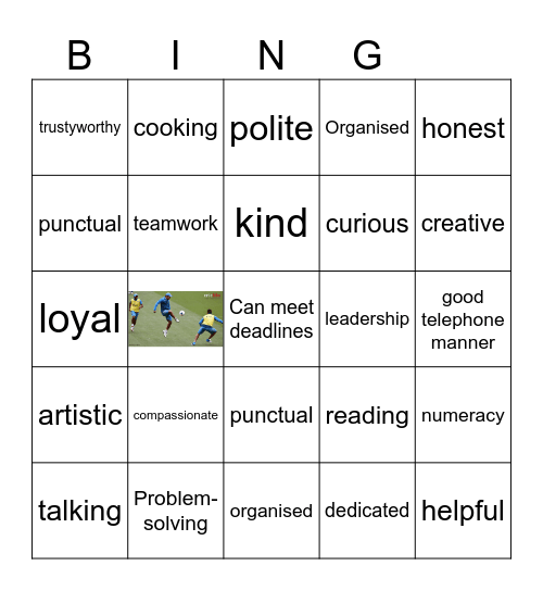 SKILLS AND QUALITIES Bingo Card