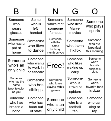 Human Bingo Card