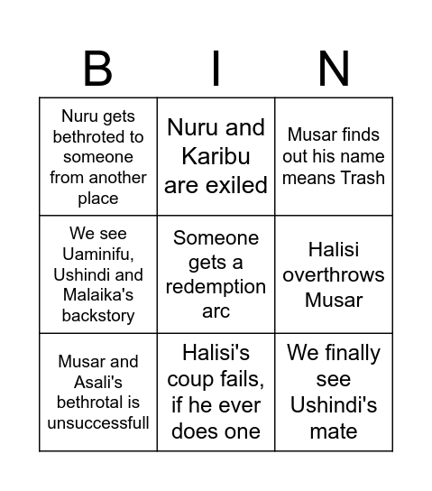 Yule Bingo Card