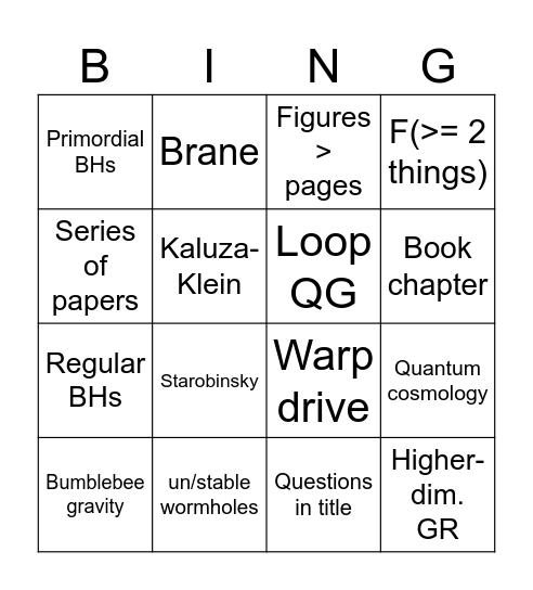 gr-qc bingo Card