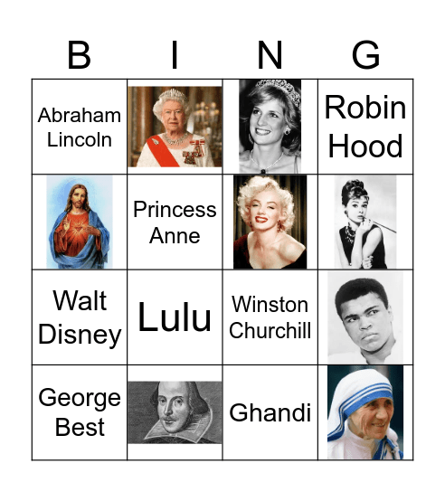 Famous People Bingo Card