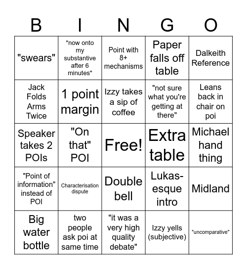 Semi Bingo Card