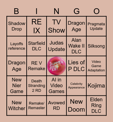 Summer Game Fest Bingo Card