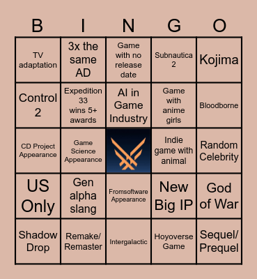 The Game Awards Bingo Card