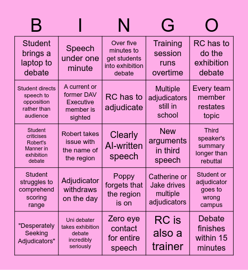 JSP Bingo Card