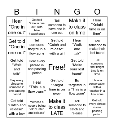 Auburn Hallway Language Bingo Card