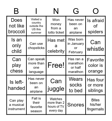 FIND SOMEONE WHO Bingo Card