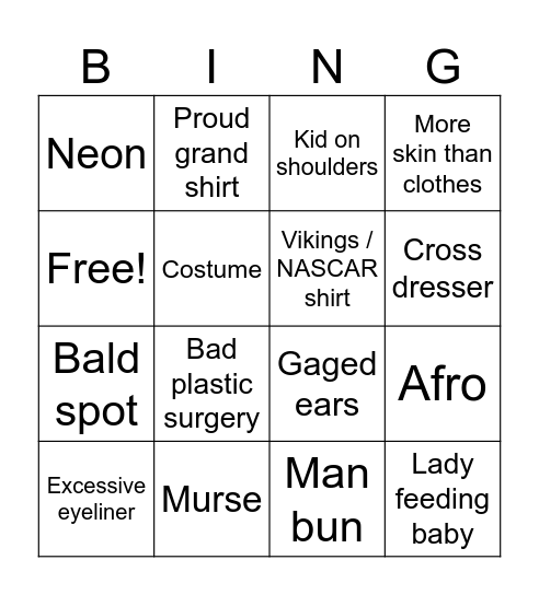 MN STATE FAIR 2025 Bingo Card