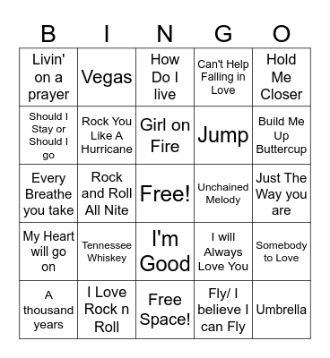 Music A1 Bingo Card