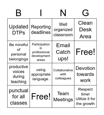 EDUCATOR Bingo! Bingo Card