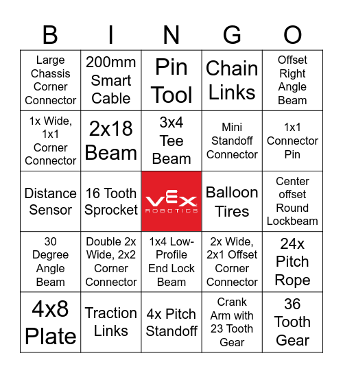 Vex Robotics Bingo Card