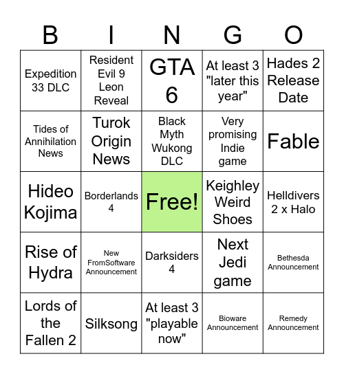 Gamescom ONL 2025 Bingo Card