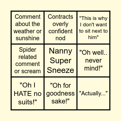 NANNY BINGO CARD Bingo Card