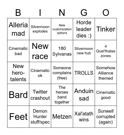 Midnight reveal bingo Card