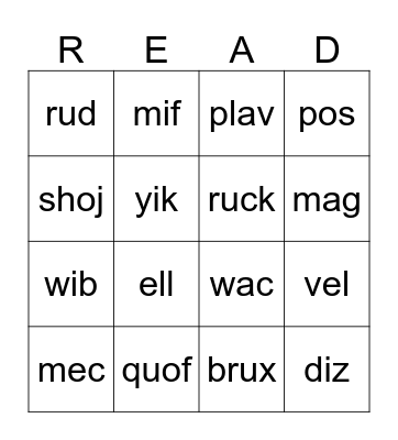 Blend the Sounds Bingo Card