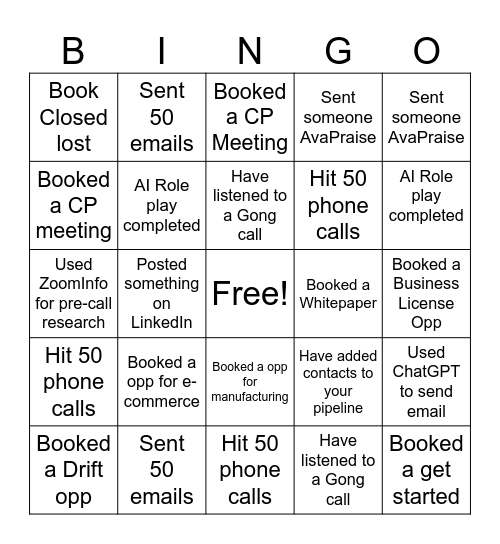 Avalara BINGO Card