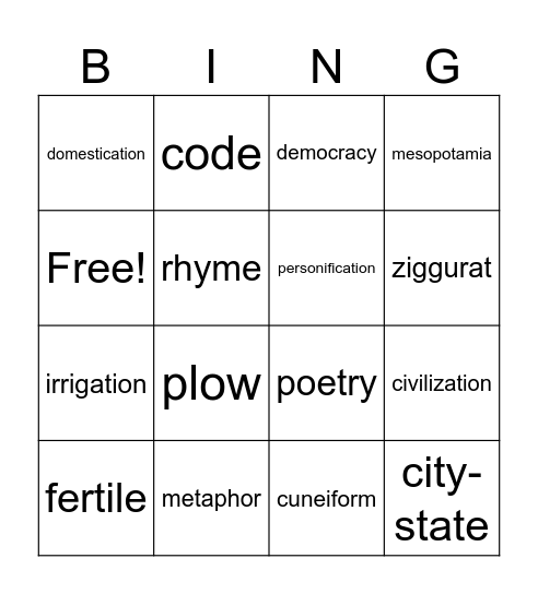 Room 70 review Bingo Card